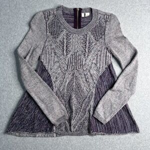 Anthropologie Moth Sweater Womens XS Anita Cable Knit Swing Long Sleeve Pullover